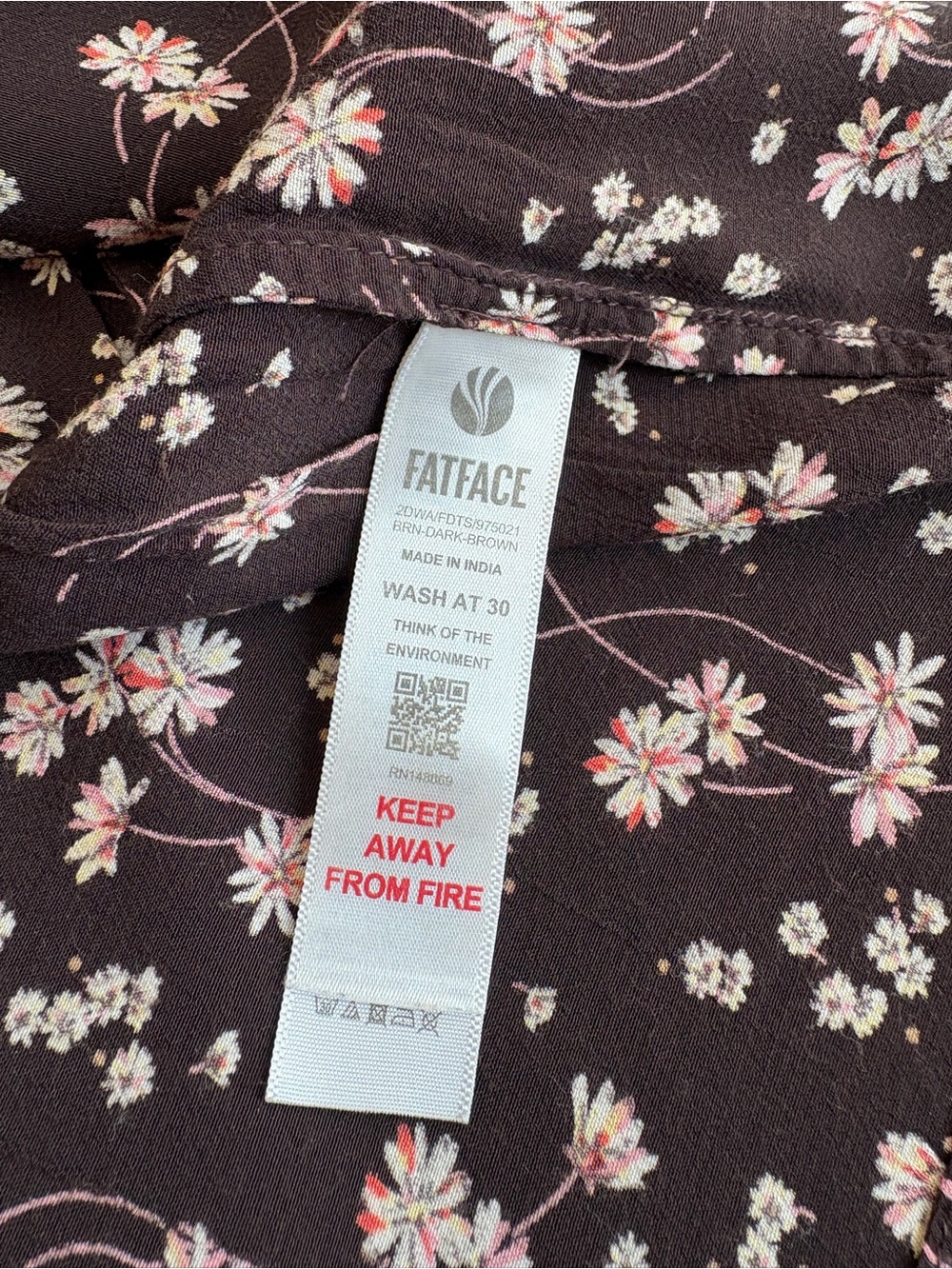 Fat Face Brown Floral Faux Wrap Maxi Dress US Sz 4 Tie Waist Bohemian Prairie - Picture 9 of 9